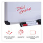 A Picture of product UNV-43742 Universal® Combination Dry Erase & Bulletin Board Cork/Dry Melamine, 24 x 18, Tan/White Surface, Gray/Black Aluminum/Plastic Frame