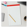 A Picture of product UNV-45000 Universal® Perforated Ruled Writing Pads Wide/Legal Rule, Red Headband, 50 White 8.5 x 14 Sheets, Dozen