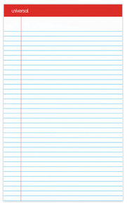 Universal® Perforated Ruled Writing Pads Wide/Legal Rule, Red Headband, 50 White 8.5 x 14 Sheets, Dozen