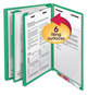 A Picture of product SMD-26837 Smead™ Colored End Tab Classification Folders with Dividers 2" Expansion, 2 6 Fasteners, Letter Size, Green, 10/Box