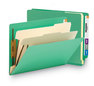 A Picture of product SMD-26837 Smead™ Colored End Tab Classification Folders with Dividers 2" Expansion, 2 6 Fasteners, Letter Size, Green, 10/Box