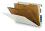 A Picture of product SMD-29710 Smead™ Extra-Heavy Two Pocket Divider End Tab Pressboard Classification Folders with SafeSHIELD® Coated Fasteners X-Heavy Six 2 Dividers, Legal Size, Gray-Green, 10/Box