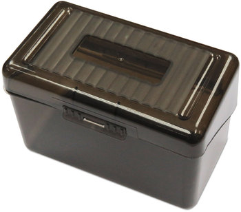 Universal® Plastic Index Card Boxes Holds 400 4 x 6 Cards, 6.78 4.25 4.5, Translucent Black