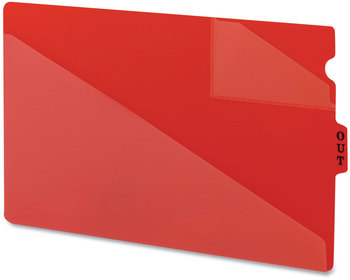 Smead™ End Tab Poly Out Guides, Two-Pocket Style 1/3-Cut 8.5 x 14, Red, 50/Box