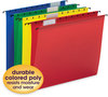 A Picture of product SMD-64026 Smead™ Poly Hanging Folders Letter Size, 1/5-Cut Tabs, Assorted Colors, 12/Pack