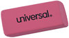 A Picture of product UNV-55120 Universal® Bevel Block Erasers For Pencil Marks, Slanted-Edge Rectangular Large, Pink, 20/Pack