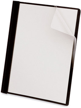 Universal® Clear Front Report Cover with Fasteners Three-Prong Fastener, 0.5" Capacity, 8.5 x 11, Clear/Black, 25/Box