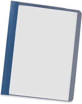 Universal® Clear Front Report Cover with Fasteners Covers Three-Prong Fastener, 0.5" Capacity, 8.5 x 11, Clear/Dark Blue, 25/Box