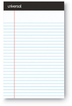 Universal® Premium Ruled Writing Pads with Heavy Duty Back Heavy-Duty Narrow Rule, Black Headband, 50 White 5 x 8 Sheets, 6/Pack