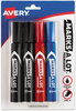 A Picture of product AVE-07905 Avery® MARKS A LOT® Regular Desk-Style Permanent Marker Broad Chisel Tip, Assorted Colors, 4/Set (7905)