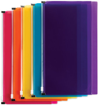 Smead™ Self-Adhesive Poly Zip Pouch 6 x 11.25, Assorted Colors, 5/Pack