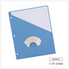 A Picture of product UNV-61681 Universal® Slash-Cut Pockets for Three-Ring Binders Jacket, Letter, 11 Pt., Blue, 10/Pack
