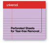 A Picture of product UNV-63016 Universal® Perforated Narrow Rule Writing Pads, Red Headband. 5 X 8 in. Assorted Pastels. 50 pages/pad, 6 pads/pack.