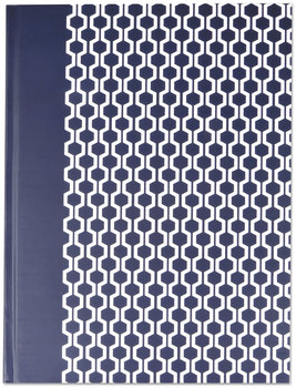 Universal® Casebound Hardcover 1-Subject Notebook, Wide/Legal Rule. Dark Blue/White Cover. 10.25 X 7.63 in. sheets. 150 pages/notebook.