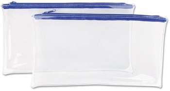 Universal® Zippered Wallets/Cases Transparent Plastic, 11 x 6, Clear/Blue, 2/Pack