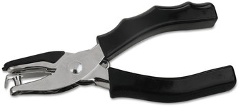 Universal® One-Hole Punch Eight-Sheet Handheld 1/4" Holes, Metal with Rubber Grip, Black