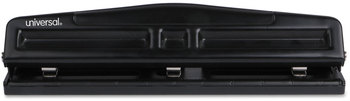 Universal® Deluxe Punch 12-Sheet Two- and Three-Hole Adjustable 9/32" Holes, Black