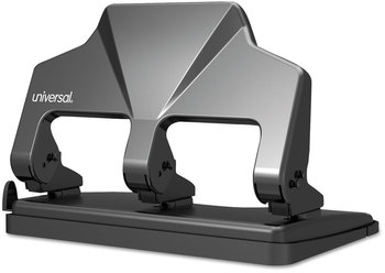 Universal® Deluxe Power Assist Three-Hole Punch 30-Sheet 7 mm Holes, Black