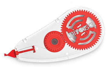 Universal® Correction Tape Dispenser Non-Refillable, Transparent Red Applicator, 0.2" x 315", 2/Pack