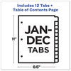 A Picture of product AVE-11126 Avery® Customizable Table of Contents Ready Index® Black & White Dividers with Printable Section Titles TOC and 12-Tab, Jan. to Dec., 11 x 8.5, 1 Set