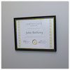 A Picture of product UNV-76849 Universal® Document Frames All Purpose Frame, 8.5 x 11 Insert, Black/Gold, 3/Pack