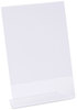 A Picture of product UNV-76850 Universal® Clear L-Style Freestanding Frame 5 x 7 Insert, 3/Pack