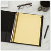 A Picture of product AVE-11350 Avery® Preprinted Black Leather Tab Dividers with Gold Reinforced Binding Edge w/Gold 25-Tab, A to Z, 11 x 8.5, Buff, 1 Set