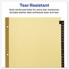 A Picture of product AVE-11350 Avery® Preprinted Black Leather Tab Dividers with Gold Reinforced Binding Edge w/Gold 25-Tab, A to Z, 11 x 8.5, Buff, 1 Set