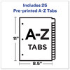 A Picture of product AVE-11350 Avery® Preprinted Black Leather Tab Dividers with Gold Reinforced Binding Edge w/Gold 25-Tab, A to Z, 11 x 8.5, Buff, 1 Set