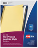 A Picture of product AVE-11350 Avery® Preprinted Black Leather Tab Dividers with Gold Reinforced Binding Edge w/Gold 25-Tab, A to Z, 11 x 8.5, Buff, 1 Set
