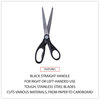 A Picture of product UNV-92008 Universal® Stainless Steel Office Scissors Pointed Tip, 7" Long, 3" Cut Length, Black Straight Handle