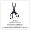 A Picture of product UNV-92009 Universal® Stainless Steel Office Scissors 8" Long, 3.75" Cut Length, Black Straight Handle