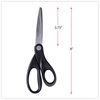 A Picture of product UNV-92009 Universal® Stainless Steel Office Scissors 8" Long, 3.75" Cut Length, Black Straight Handle