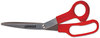 A Picture of product UNV-92019 Universal® General Purpose Stainless Steel Scissors 7.75" Long, 3" Cut Length, Red Offset Handles, 3/Pack