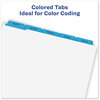 A Picture of product AVE-11410 Avery® Print & Apply Index Maker® Clear Label Dividers with Easy Printable Strip and Color Tabs 5-Tab, 11 x 8.5, White, Blue 5 Sets