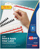 A Picture of product AVE-11432 Avery® Print & Apply Index Maker® Clear Label Unpunched Dividers with Easy Printable Strip for Binding Systems and 8-Tab, 11 x 8.5, White, 5 Sets