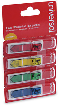Universal® Deluxe Message Arrow Flags "Sign Here", Assorted Colors, 120/Pack