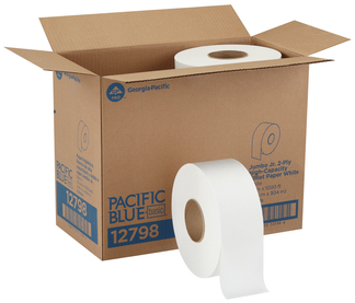Pacific Blue Basic® Jumbo Jr 2-Ply High-Capacity Toilet Paper, White, 1,000 Feet per Roll, 8 Roll/Case