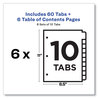 A Picture of product AVE-11823 Avery® Customizable Table of Contents Ready Index® Black & White Dividers with Printable Section Titles and 10-Tab, 1 to 10, 11 x 8.5, 6 Sets