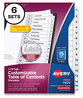 A Picture of product AVE-11825 Avery® Customizable Table of Contents Ready Index® Black & White Dividers with Printable Section Titles and 15-Tab, 1 to 15, 11 x 8.5, 6 Sets