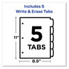 A Picture of product AVE-16129 Avery® Big Tab™ Write & Erase Durable Plastic Dividers and 5-Tab, 11 x 8.5, Assorted, 1 Set