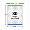 A Picture of product AVE-4222 Avery® Printable Self-Adhesive Permanent 3/4" Round ID Labels with Sure Feed® Technology w/Sure 0.75" dia, Clear, 400/PK