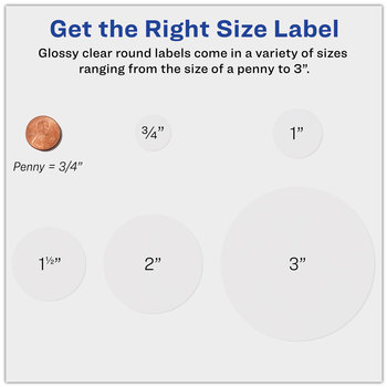 Avery® Printable Self-Adhesive Permanent 3/4" Round ID Labels with Sure Feed® Technology w/Sure 0.75" dia, Clear, 400/PK