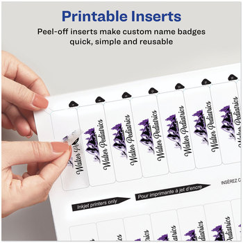 Avery® The Mighty Badge® Name Inserts 1 x 3, Clear, Inkjet, 20/Sheet, 5 Sheets/Pack