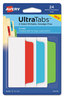A Picture of product AVE-74775 Avery® Ultra Tabs® Repositionable Wide and Slim: 3" x 1.5", 1/3-Cut, Assorted Colors, 24/Pack