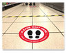 A Picture of product AVE-83090 Avery® Social Distancing Floor Decals 10.5" dia, Please Wait Here, Red/White Face, Black Graphics, 5/Pack