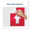 A Picture of product AVE-83091 Avery® Social Distancing Floor Decals 8.5 x 11, This Way, Red Face, White Graphics, 5/Pack