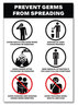 A Picture of product AVE-83174 Avery® Preprinted Surface Safe® Wall Decals 7 x 10, Prevent Germs from Spreading, White/Black Face, Black Graphics, 5/Pack