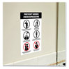 A Picture of product AVE-83174 Avery® Preprinted Surface Safe® Wall Decals 7 x 10, Prevent Germs from Spreading, White/Black Face, Black Graphics, 5/Pack