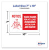A Picture of product AVE-83175 Avery® Preprinted Surface Safe® Wall Decals 10 x 7, Wash Hands for at Least 20 Seconds, White/Red Face, Red Graphics, 5/Pack